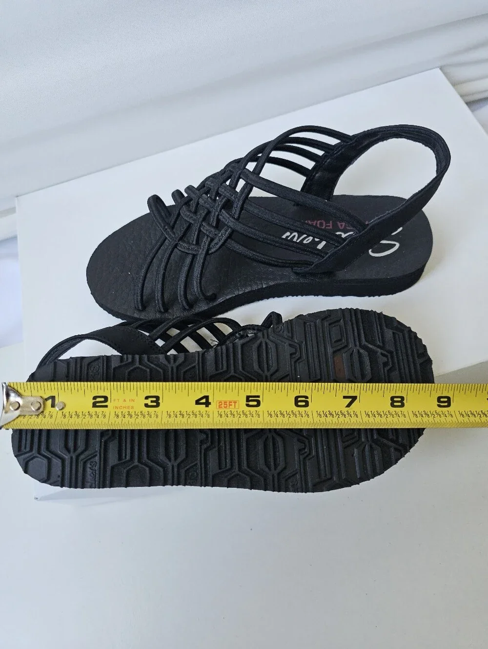 Skechers Girls Black Strappy Yoga Foam Slingback Sandals Size 2 (8.5